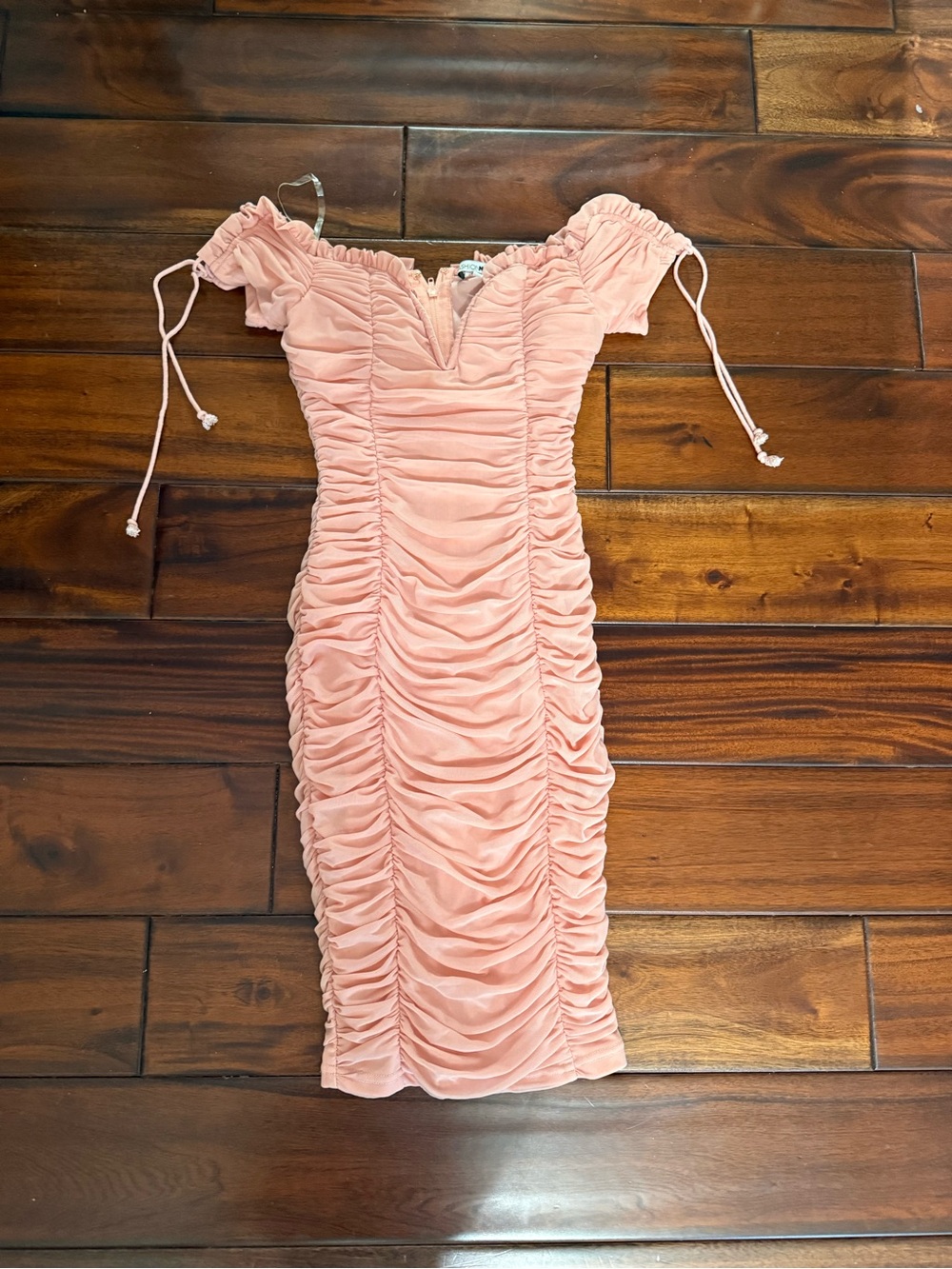 Fashion Nova Blush Pink One-Shoulder Ruched Bodycon Dress